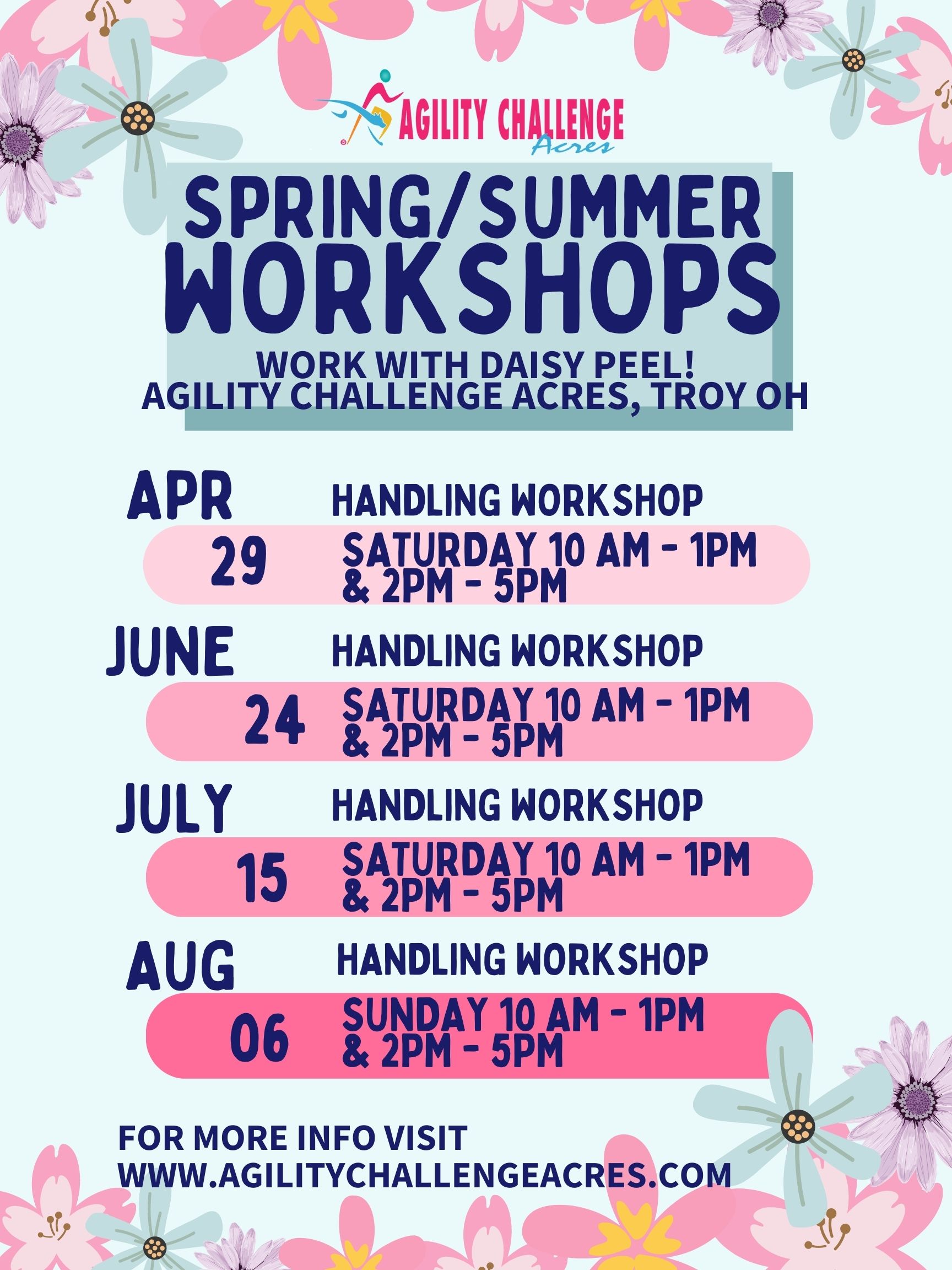 Spring and Summer Handling Agility Challenge Acres